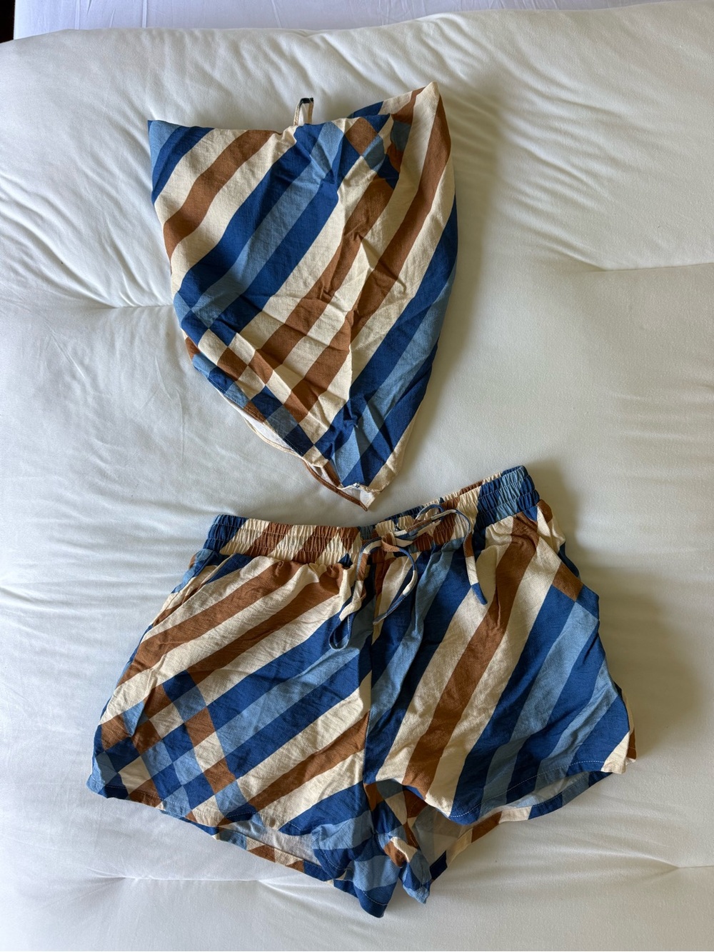 Emory Park Blue, Brown & Cream Patterned Two-Piece Set